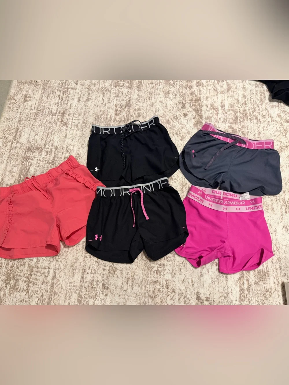 Under Armour Girls' Athletic Shorts Bundle - Pink, Coral & Black